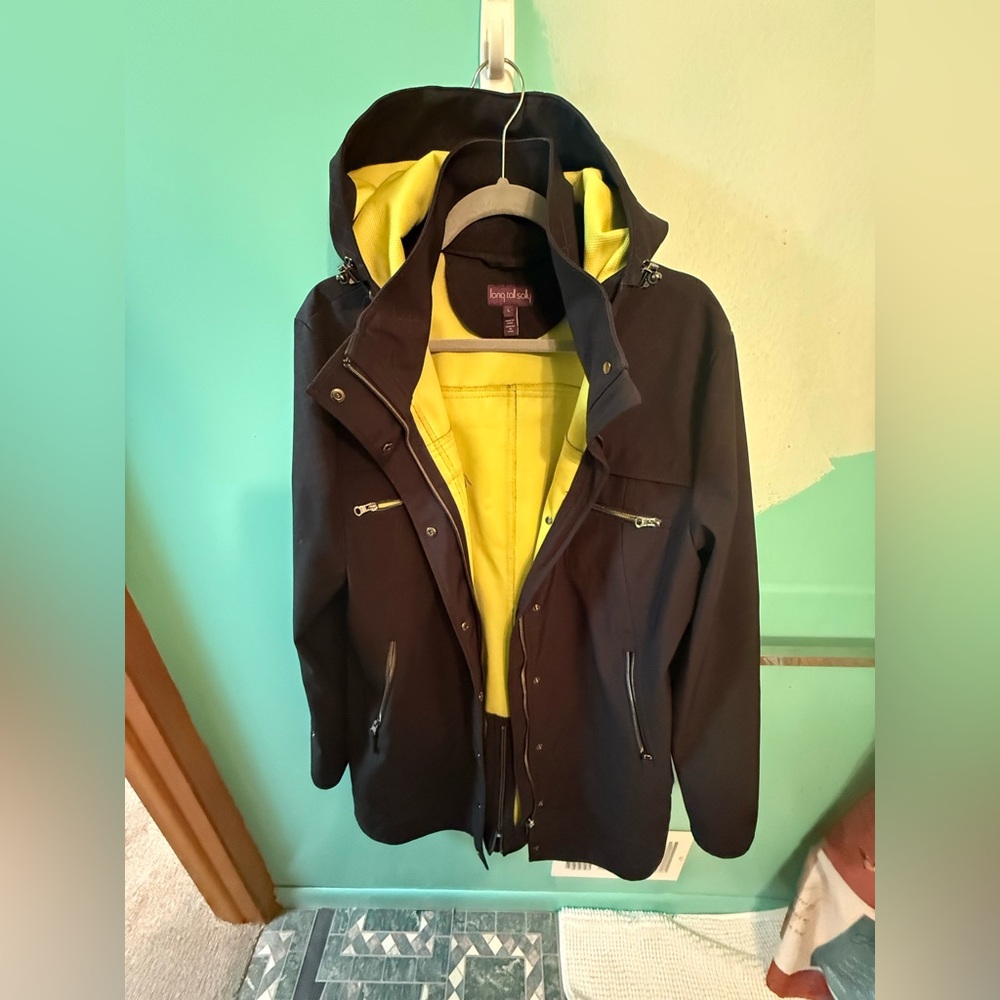 Long Tall Sally Black Raincoat with Yellow Lining